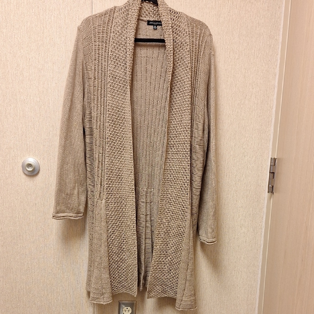 Notations Beige Open-Front Cardigan